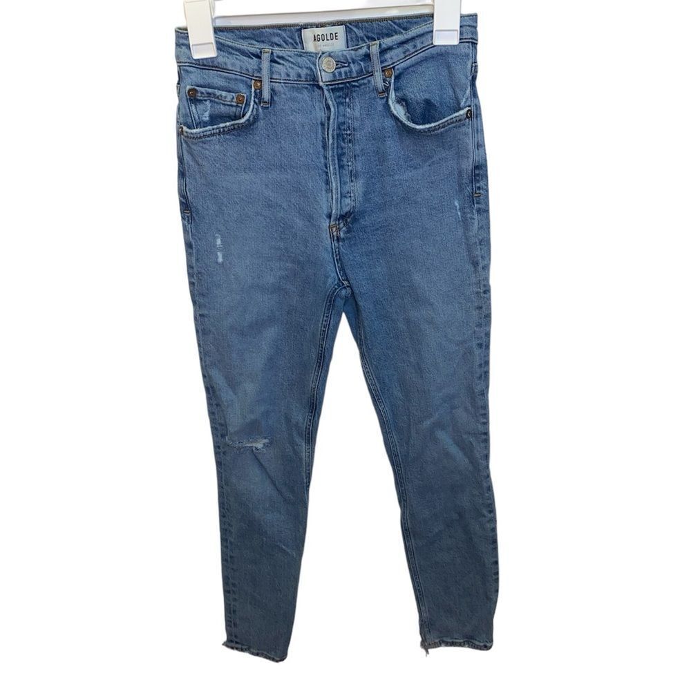 AGOLDE Women’s Denim Distressed Raw Hem Skinny Jeans - Picture 1 of 7